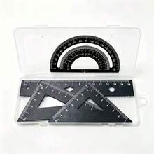 4-Piece Metal Ruler Set, Includes Straight Ruler, Triangle Ruler, Protractor, Specialized For Measuring And Drawing, Ideal For School, Office And Woodworking, Multi-Functional, Resistant To Bending, Clear Markings, Rounded Edges For - Multi-color - View 3