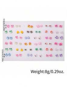 36 Pairs Girls Cute Colorful Soft Clay Fruit & Animal Plastic Earrings Set Without Box, Best Birthday Gift For Friends (Random Color & Style) - Multicolor - View 9