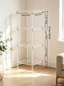 Transparent Acrylic 6-Tier Corner Storage Rack, Multi-Size Tall Floor Display Stand, Square Transparent Organizer Shelf, Suitable For Bathroom, Bedroom, Living Room - Multicolor - View 6