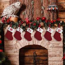 1pc Cute Letter Christmas Sock Decoration Creative Christmas Tree Hanging Ornament Woolen Knitted Socks Decor Prop - A - View 3