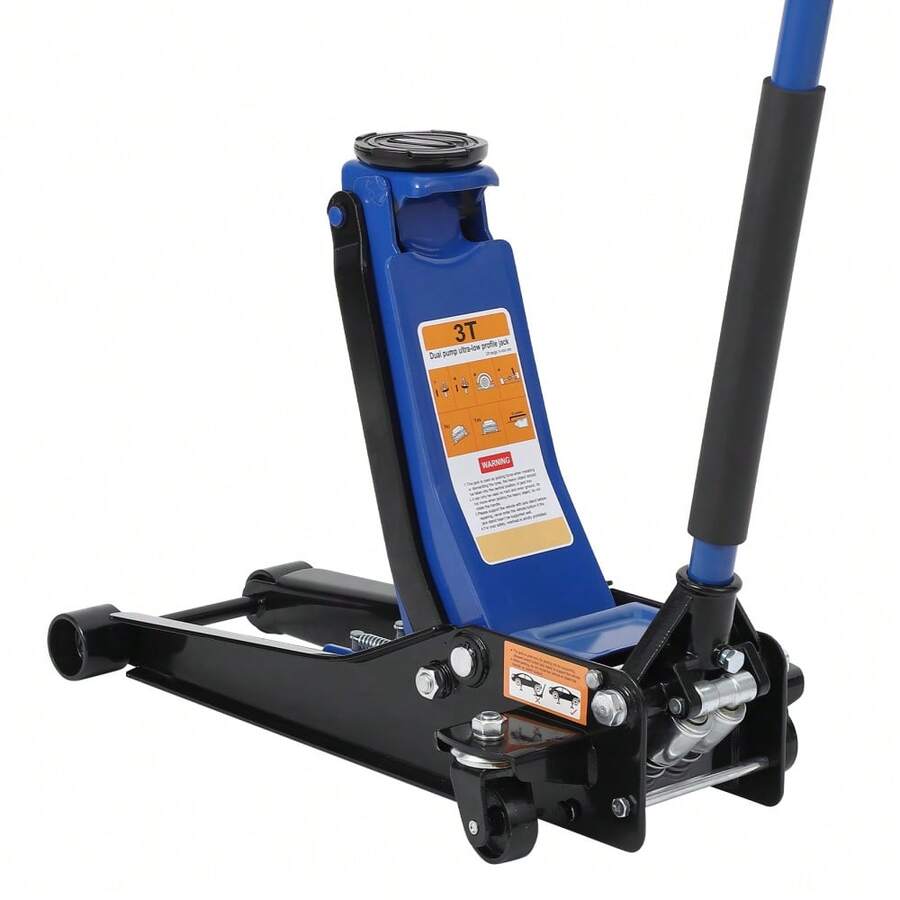 3 Ton Low Profile Hydraulic Floor Jack – Heavy Duty Q235B Steel – Dual Pump Quick Lift – Professional Trolley Jack for Cars, SUVs, Trucks – Ideal for Garage, Workshop & Auto Repair - Blau - Übersicht 1
