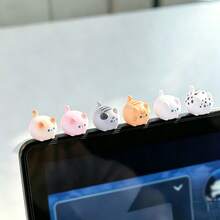 6pcs Random Creative Cute Bun Cat Car Dashboard Desktop Ornament DIY Car Interior Office Desk Computer Screen Decoration Accessories - Kitten - View 6