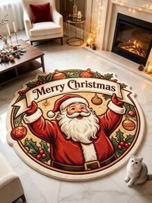 1pc Santa Claus Pattern Doormat, Christmas Gift, Doormat, Small Rug, Welcome Mat, Carpet, Floor Mat, Outdoor Doormat, Kitchen Rug, Home Decor, Front Door Mat, Area Rug, Outdoor Mat - Multicolor - View 1