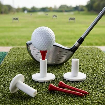 White Durable Golf Rubber Tee, High-Elasticity Silicone And Ox Tendon Material Anti-Slip Training Support For Golf Practice And Backyard Training