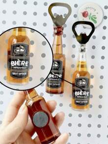 Creative Beer Bottle Shaped Bottle Opener, 2 Colors Available, Multi-Functional Home Fridge Magnet, Fun Magnetic Bottle Opener, Kitchen Decor & Bar Accessory - View 9