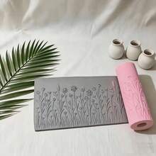 3pcs Floral Meadow Pattern Clay Relief Texture Roller DIY Pottery Craft Rolling Pin Tool For Polymer Clay, Ceramic Art, Fondant, Cookie Dough, Soft Clay Embossing,Ideal For Garden Decor, Floral Themes, Beginners & Professionals - Floral Meadow Pink - View 5