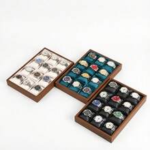 1pc Artificial Leather Glass Top Dust-Proof Jewelry Storage Box, Suitable For Bracelets And Necklaces, Velvet Lining, Home Collection Gift Box - Multicolor - View 5