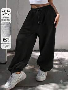 Plus Size Sweatpants - Black - View 3