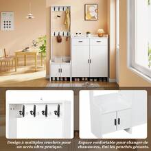 Hall Tree White With Storage With Drawers With Doors Made Of Wood For Entryway And Hallway - 白色 - 查看 11
