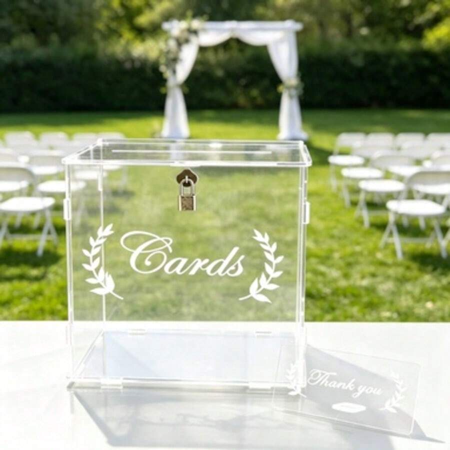 Halloween, Christmas, 1pc Luxury Transparent Acrylic Wedding Card Box With Lock - Durable, Unbreakable, Easy-Open Design - Suitable For Wedding Banquets, Anniversaries, Birthday Parties, Graduation Decorations And Card Storage