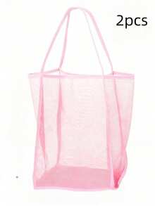 1pc/2pcs Large Capacity Breathable Mesh Beach Tote Bag, Foldable Portable Pool Storage Bag, Suitable For Swimming, Beach, Travel And Daily Organization - Multicolor - View 11