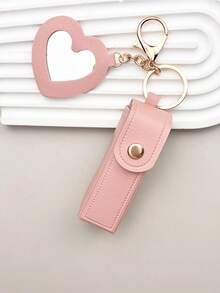 1/3PCS Portable Lipstick Lipstick Package Simple Love Mirror Lipstick Storage Set Keychain Pendant, Commuting Dating Double Lipstick Storage Keychain - Multicolor - View 46