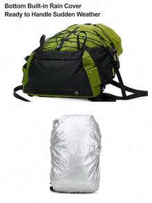 NBCT Waterproof Hiking Camping Climbing Backpack, Side Pocket Water Bottle Holder With Elastic Storage Cord, Comfortable Breathable Pressure-Relieving Back Carry, Top Expansion Compartment With Multi-Section Storage Large Capacity Outdoor Sports Travel Backpack - Green - View 4