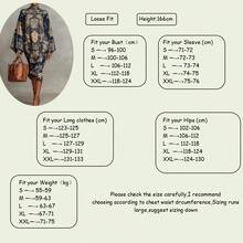 女士舒适印花立领宽袖春秋连衣裙，优雅 - 彩色 - 查看 6