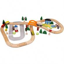 1 Set 78pcs Wooden Train Track Set, Children's Assembly & Building City Railway Transportation Toy, Develops Spatial Logic & Concentration, Parent-Child Interaction Early Education Gift Box - Multicolor - View 2