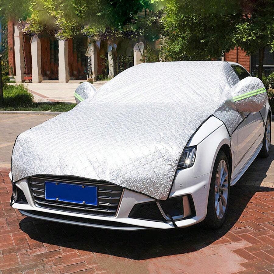 Car Snow Cover/Sunshade - Car - Car Accessories - Travel Essentials - All Season - Winter And Summer Use - Car Front Windshield Sunshade - Aluminum Foil And Fabric Material, Blocks Sun And Keeps Interior Temperature Cool - Summer Essential - Also Usable In Winter - Suitable For SUV, RV, Pickup Truck And More - With Rearview Mirror Cover Reflective Strip, Can Warn Surrounding Vehicles At Night - Christmas, Ramadan, Valentine's Day, Ramadan, Halloween, Christmas Gift - Multicolor - View 1