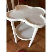 1pc [Fashion Side Table] Minimalist Modern Plastic Side Table - Fashion Modern Round Side Table With Storage Layer Small Double Layer Coffee Table | Space-Saving, Ultra-Stable Clover Design Bedside Cabinet - Suitable For Living Room, Study, Bedroom Storage - Multicolor - View 9