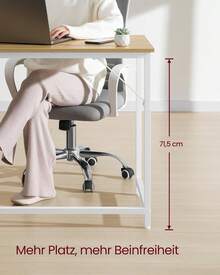 2026 neu: Schreibtisch 120 x 60 x 76 Eiche und Perlweiß |   Für Arbeitszimmer, Schlafzimmer, Wohnzimmer, Natur-Eiche und Perlweiß - Eiche Natur + Perlweiß - Übersicht 5