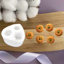 Mini 3-Cavity 3D Pumpkin Silicone Mold, Halloween Atmosphere Candle Pumpkin Soap Clay Handmade Gift Making Mold, Plaster Epoxy Resin Casting Mold, Home Decor - 3-hole Mini Pumpkin Mold - View 2