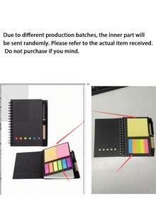 1/2/5 Notebooks With Pen Holder And Random Color Index Tab Stickers, Suitable For Study And Office Use, Random Notebooks, Sticky Notes Set - Multiple Styles - View 9