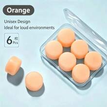 6pcs Moldable Silicone Ear Plugs, Adjustable Fit To Contour, Portable Practical Accessories For Water Play, Commuting, Dorm, Unisex - G-Orange - View 7