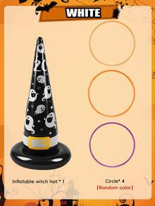 15/5/1pc Inflatable Witch Hat Ring Toss Game Set,Halloween Party Supplies, Reusable PVC Inflatable Game Props With Throwing Rings, Multiple Sets Available, For Yard Lawn Backyard Indoor Outdoor Halloween Holiday Decoration Group Activity - Multicolor - View 12