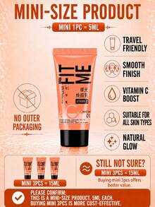 Maybelline 美寶林 Bare Glow 賦活乳液 #01 5ml 試用裝，1/3件可選，改善肌膚紋理，三重精華保濕，維生素C亮白，提亮膚色，適合中性至油性肌膚 - 美寶蓮早C管素顏霜 01 - 查看 6