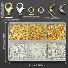 380pcs DIY Jewelry Making Accessories Set, Includes 60pcs Lobster Clasp, 120pcs Crimp Beads, 200pcs Closed Jump Rings, Suitable For Handmade Woven DIY Necklace, Bracelet, Bag Charm, Can Be Flattened To Secure Clasp, Pendant Chain Connector Rings, DIY Jewelry Making Materials - Lobster Clasp & Jump Ring & Bag Clasp - View 7