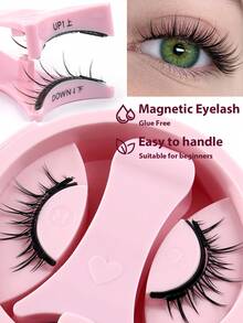 MAANGE 1/3 Pairs CC Curl Natural Reusable Magnetic False Eyelashes, No Glue Needed, Comes With Magnetic Eyelash Applicator, Easy To Wear And Remove, Natural 3D Soft False Eyelashes, Suitable For Travel, Party, School, Daily Work And Other Occasions - Black - View 6