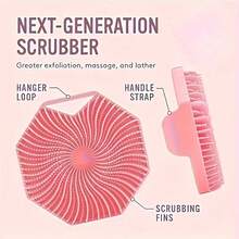 Silicone Multi-Function Body Scrub Brush, Bath Massage Exfoliating Tool, Hair Brush, Multi-Function Bathroom Cleaning And Back Scrub Brush, Polygonal Silicone Bath Brush, Portable Wall-Hanging Silicone Hexagonal Bath Brush - Multicolor - View 2