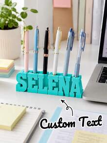 Personalized Name 3D Printed Pen Holder, Customized Text Desktop Pen Holder, Desktop Storage Box, Desktop Organizer, Pencil/Pen/Marker Storage, Multiple Colors Available, Vibrant Colors, Multi-Functional. Suitable For Office, Classroom, Library, Study, Desk, Bookshelf, Etc. Ideal Gift For Friends/Family/Teachers/Classmates, Birthday Gift, Anniversary Gift, Christmas Gift, Back To School/Graduation Gift, Perfect Holiday Gift. Minimalist Stationery Holder - Multicolor - View 4