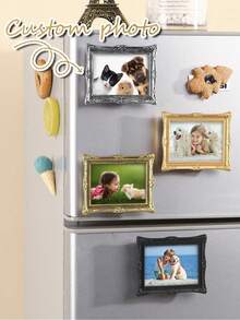 1pc Customized Photo Frame Refrigerator Magnet, Personalized Creative Mini Photo Frame Magnet, Suitable For Refrigerator, Wedding Anniversary Birthday Gift, Home Kitchen Decor - Multicolor - View 3