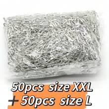 50入銀色不鏽鋼安全針，小胸針針，DIY珠寶製作材料與配件 - 銀色 - 查看 21