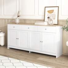 Wood-Effect Sideboard, Modern Storage Cabinet For Living And Dining Rooms - White - View 10