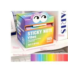 105 Sheets Pearl Texture Self-Adhesive Sticky Notes, Cute Monster Pattern Transparent Sticky Note Roll, Fun Rainbow Cartoon Memo Pad, Tear-Off Writable Pages, Creative Practical Gift For Teachers And Students Back To School Season, Suitable For School Classroom Office Desk Organization, Suitable For Color Coding Replacement, Multi-Function Planner Marker Memo Stickers - A - View 7