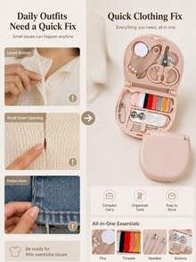 Seka Paul 1 Set Of Portable Mini Sewing Box, Small Sewing Kit, Multi-Purpose Sewing Tool Combination Set, Suitable For Travelers And Emergency Clothing Repairs! - Baby Pink - View 4