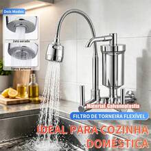 Torneira Com Filtro Tubo Flexível para Cozinha Gourmet Pia Parede Cone Abs 2 Modos de Jato - Prata - Visão 2