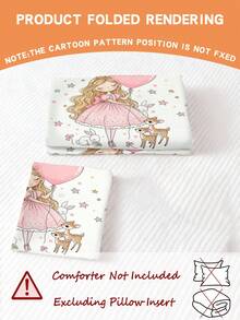 2pcs Cartoon Forest Princess Toddler Bedding Set, Suitable For Children's Bed/Crib, Perfect Holiday Gift (No Filling), 100% Polyester - Multicolor - View 5