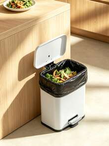 5L Large Capacity Metal Pedal Trash Can With Lid, Square Waste Bin, Suitable For Home Living Room Bedroom Kitchen Bathroom Office Space, Stainless Steel Durable Modern Design Garbage Container Storage Bin - View 10