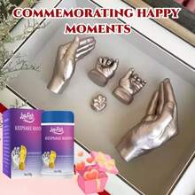 1 Set Family & Couple DIY Hand Casting Kit, Clone Powder 3D Model Powder Handprint DIY Keepsake Set, Must-Have For Anniversaries, Simple DIY Cloning, Capture Irreplaceable Precious Moments, Freeze The Warmth Of Palms, Preserve Lifelong Imprints, One-Click Replicate Exclusive Palm Prints, Permanently Seal Beautiful Memories, Suitable For Multiple Scenes To Record Romantic Hand-Holding, Warm Companionship, Or Growth Milestones, Keep Beautiful Moments From Fading. Ideal Gift For Mother's Day, Valentine's Day, And Other Holidays For Friends And Family, Small Quantity, Please Check Carefully Before Ordering - A - View 4
