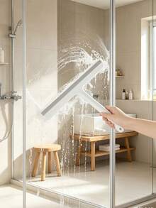 1pc Glass Surface Cleaner And 1pc Heavy Duty Hook, Durable Plastic And Silicone Material Squeegee With Convenient Handle, Hook For Hanging Storage, Space-Saving. Suitable For Bathroom, Shower, Kitchen, Mirror, Tile, Countertop - Multicolor - View 3