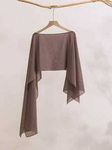 1pc Short Chiffon Cape Shawl For Women, Pullover Cape Vest To Pair With Skirts - Multicolor - View 13
