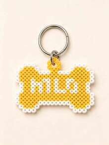 Ayotu 客製化骨頭造型寵物識別吊牌 Hama 珠風格 ID 標籤，名字 Perler 珠寵物吊飾，鑰匙圈裝飾，防丟背包吊飾，適合狗和貓，像素珠個性化狗狗吊飾鑰匙圈，送給愛狗人士的創意寵物主題小禮物 - 彩色 - 查看 16