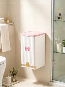 Light Luxury Wall-Mounted Tissue And Women'S Care Storage Set - Includes Lid, Storage Box, And Pads, Flip-Top Dust-Proof All-In-One Design With Multi-Functional Compartments, For Categorizing Toilet Paper, Sanitary Pads, And Underwear - Multicolor - View 4
