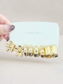 Set Anting-Anting Plumeria Bentuk Tetesan Air Motif Bunga dan Cangkang 24/8pcs Warna Emas Metalik, Perhiasan Telinga Ringan CCB untuk Wanita - Yellow Gold - View 8
