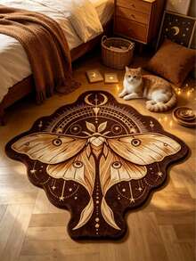 1pc Brown Magic Butterfly Decorative Rug, Mori Style, Vintage Witchy, Thickened Rug, Thick Rug, Plush Rug, Autumn/Winter Rug, Thickened Rug, Decorative Rug, Bedroom Decor, Small Rug, Rug - Brown - View 2