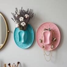 Western Cowboy Hat Wall Hanging Planter, Resin Wall Hanging Vase For Artificial Flowers, Country Farmhouse Decor, Suitable For Entryway Living Room Bohemian Southwestern Aesthetic Room Decoration - Flower Pot - View 5