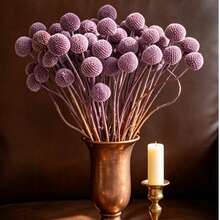 10/20/30pcs Artificial Craspedia Yellow Billy Ball Flower Heads, Large Diameter Approx 1-1/2 Inch, For Home Decor, Photo Props, DIY Wedding Decoration - Light Purple - View 5