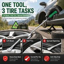 14.6 Inch/37cm Tire Pry Bar Tool Set, 3pcs Extended Steel Tire Pry Bars With 7pcs Wheel Rim Protector Covers, Non-Slip Handle Tire Removal And Installation Tool, Suitable For Cars, Motorcycles, Off-Road Motorcycles, ATVs And Lawn Mowers - A - View 4