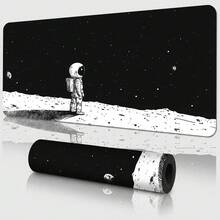 Alfombrilla de ratón y tapete de escritorio extra largo con patrón de ilustración de astronauta, luna y observación de estrellas en blanco y negro, base de goma antideslizante y duradera, superficie suave apta para computadora, portátil, oficina y hogar, decoración de arte abstracto, útiles escolares - A - Ver 11
